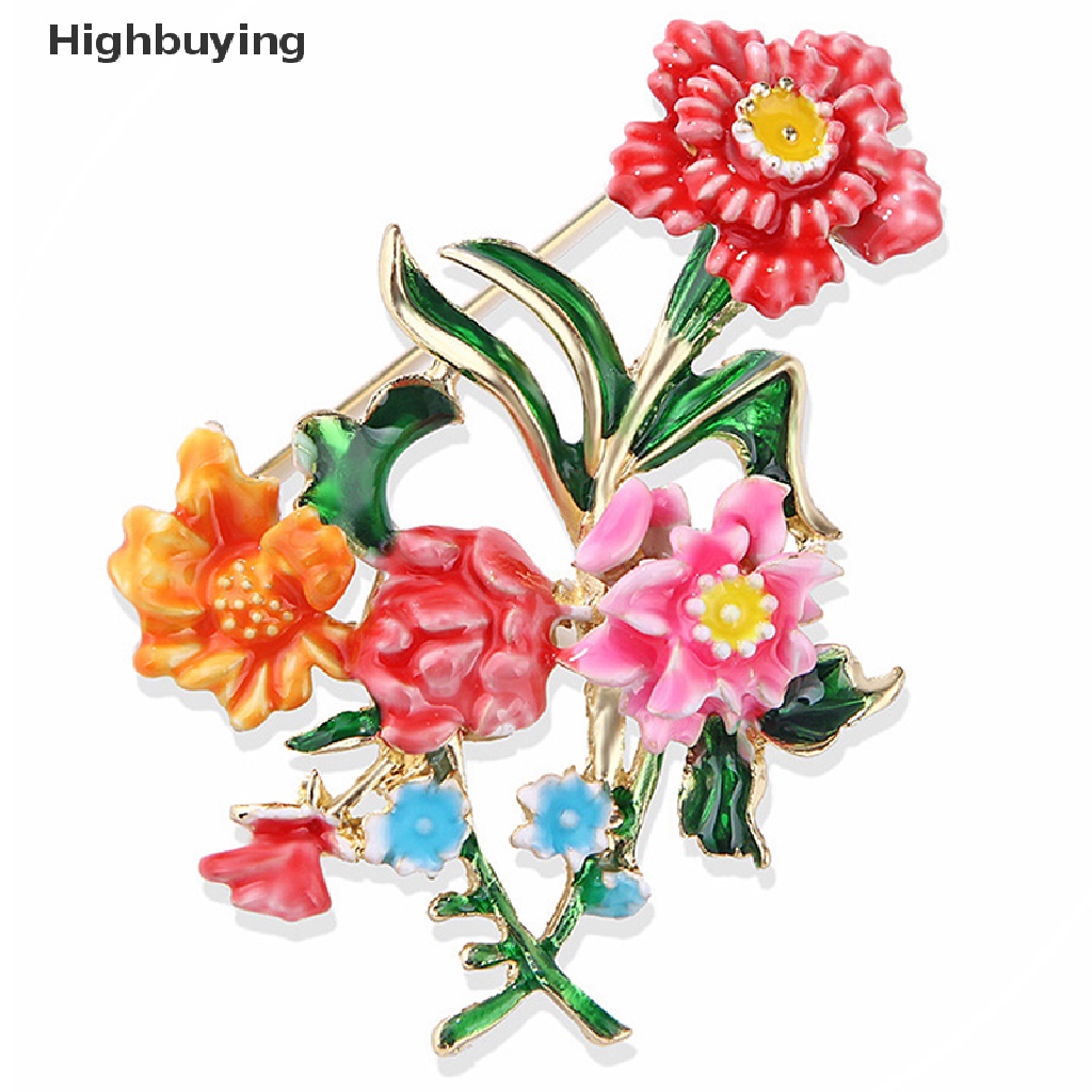 Hbid Enamel Warna-Warni Peony Bros Untuk Wanita Enamel Yang Indah Bunga Besar Bros Desain Baru Sweater Pin Mantel Gaun Perhiasan Hadiah Glory