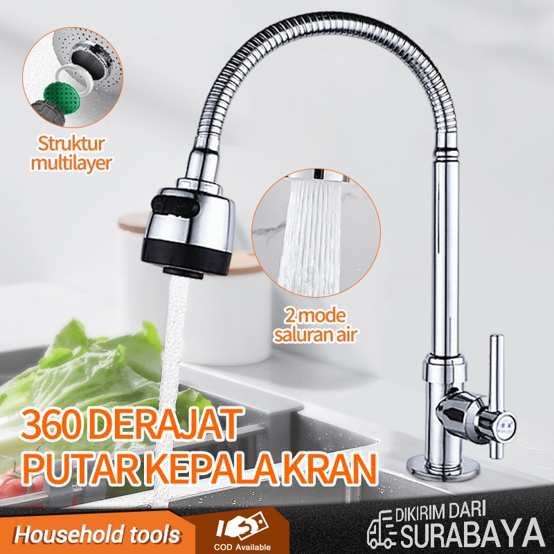 Jual Faucet Multi Sudut Faucet Dapur Stainless Steel Keran Angsa