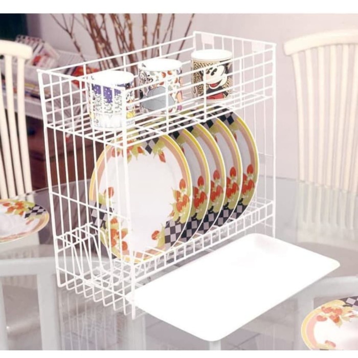 Rak Rak Piring Tarik 2 Susun + Tatakan Modelin Kitchen Set Bawah