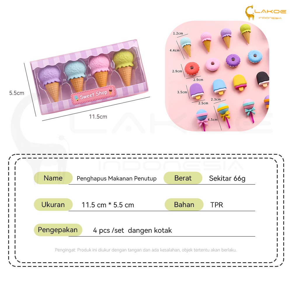 Penghapus pensil model ice cream donat lollipop penghapus lucu