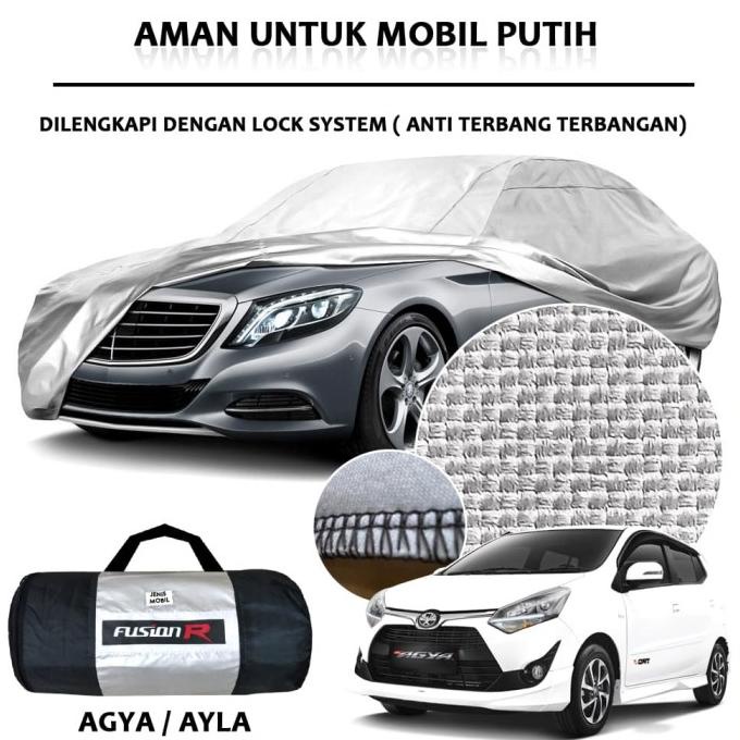 Cover Mobil / Sarung Mobil Agya Ayla Merk Fusion R / Cover Mobil Putih