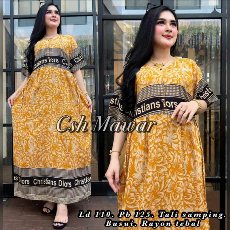 DASTER PREMIUM MOTIF MAWAR BUSUI KANCING DRESS BUMIL BAJU TIDUR