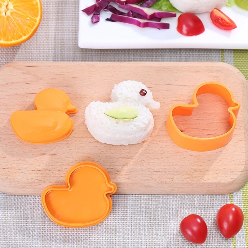 1pc Cetakan Nasi Bola Anak Bentuk Bebek Lucu/ DIY Rhubarb Duck Sushi Biscuit Mold/Aksesoris Masak Dapur