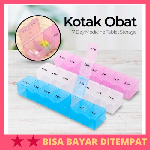 Kotak Obat 7 Day Medicine Tablet Storage / Kotak Box Wadah Tempat Simpan Penyimpanan Taruh Obat Obat