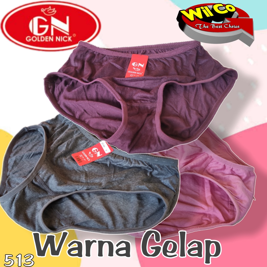 K513T - (HARGA PER 3 PCS) CELANA DALAM WANITA PAKAIAN WANITA PAKAIAN DALAM GOLDEN NICK MULTY COLOR SIZE M -2XL