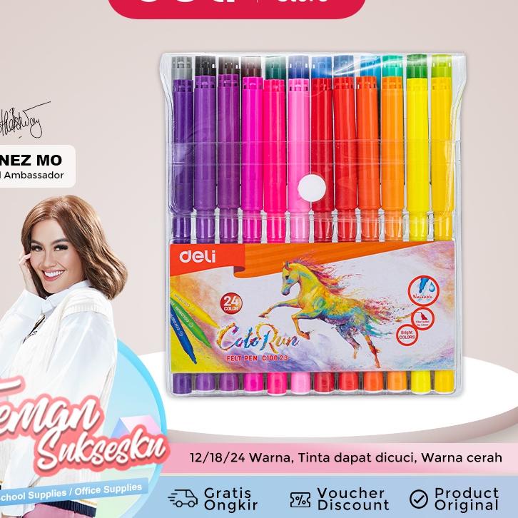 

NBM-A76 Deli Spidol Warna - Felt Pen dapat dicuci 1.0mm 12/18/24 Warna EC10023 [286]