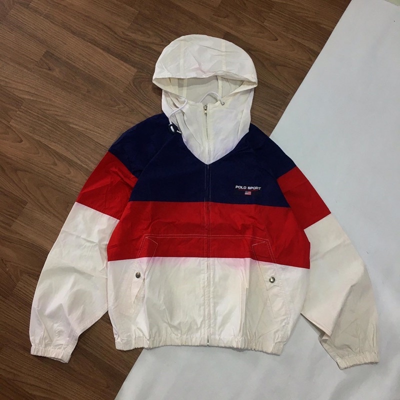 jaket polo sport three tone colour, jaket polo sport, jaket vintage, polo sport, thrift