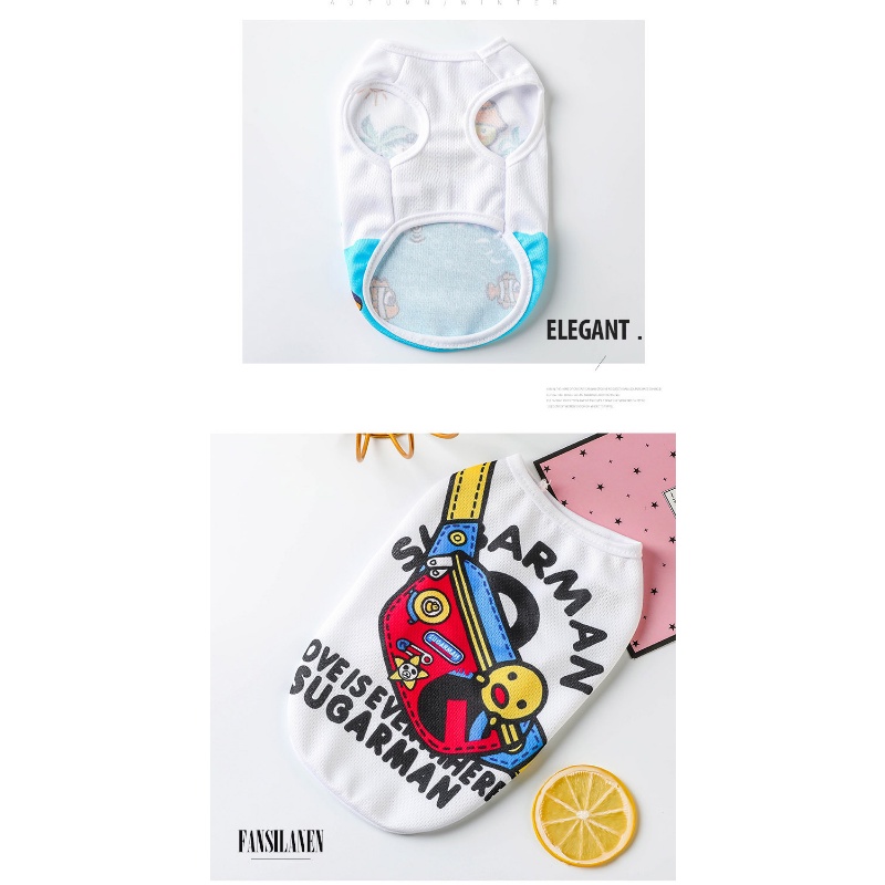 Kartun printing Pakaian Hewan Peliharaan Baju Anjing Bernapas Musim Panas Bagian Tipis Pakaian Kucing Rompi Hewan Peliharaan Baju Anjing