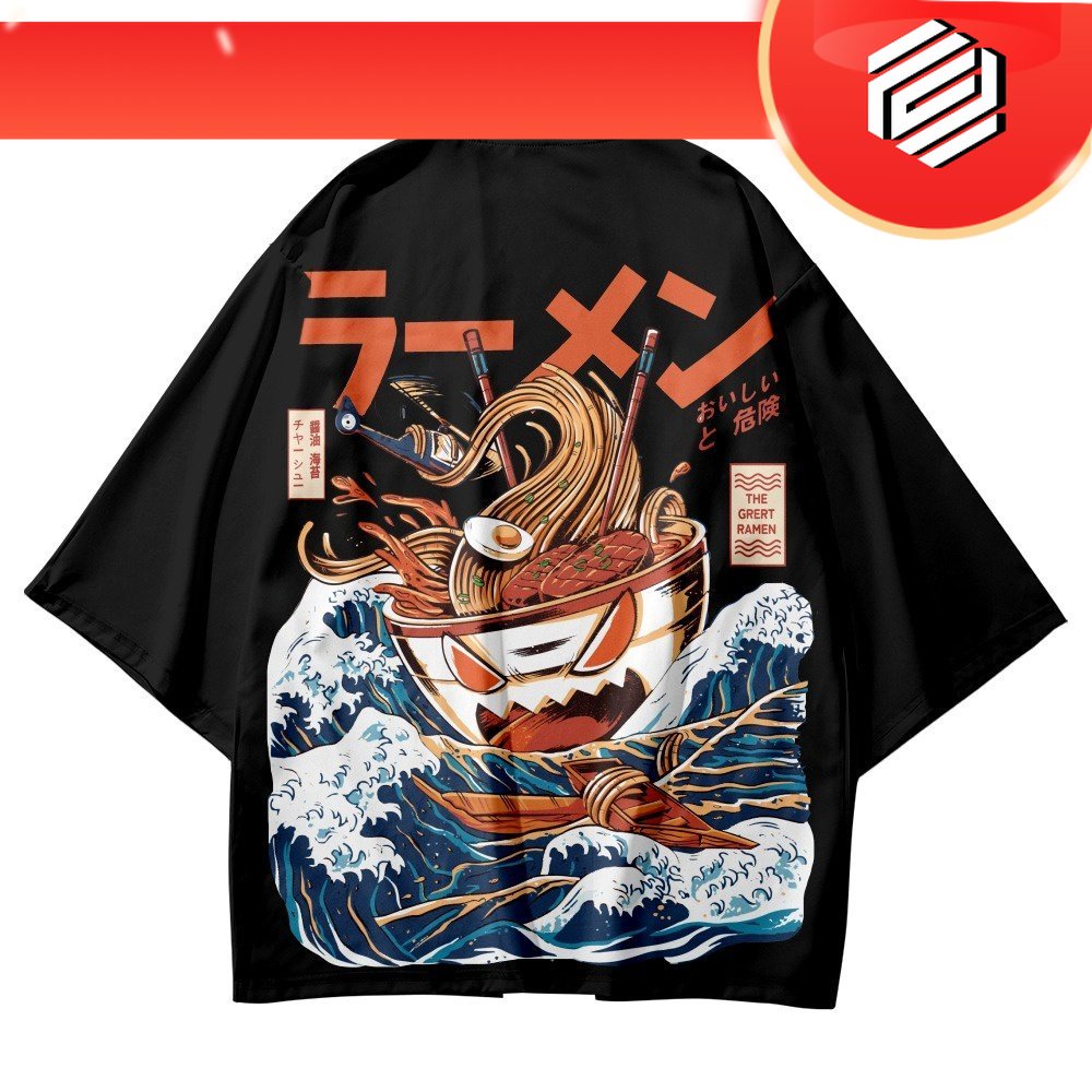 baju New Putih Hitam Wanita Pria Loose Cardigan Kimono Gaya Jepang Streetwear Casual Beach Harajuku 