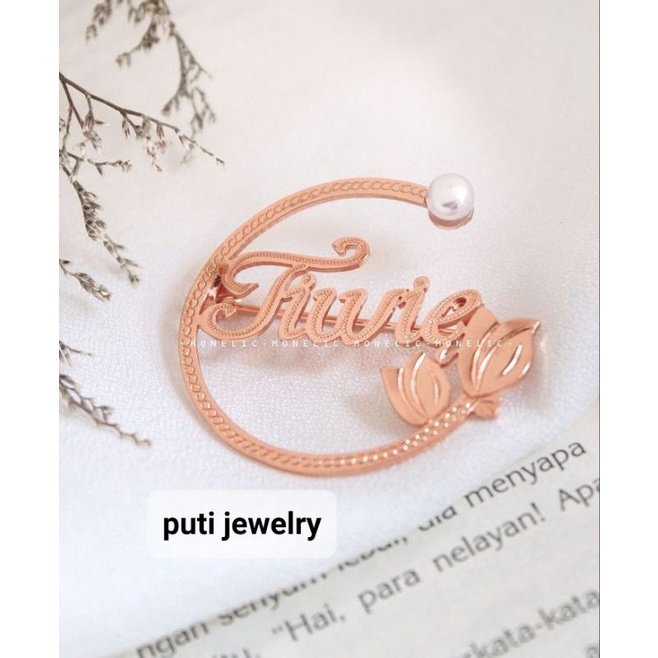 BROS NAMA HIJAB CUSTOM TERBARU/BROS JILBAB PAKE NAMA SENDIRI/ACCESORIS HIJAB CUSTOM