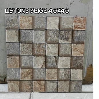 Keramik Mulia 40x40 Listone Beige - Kasar