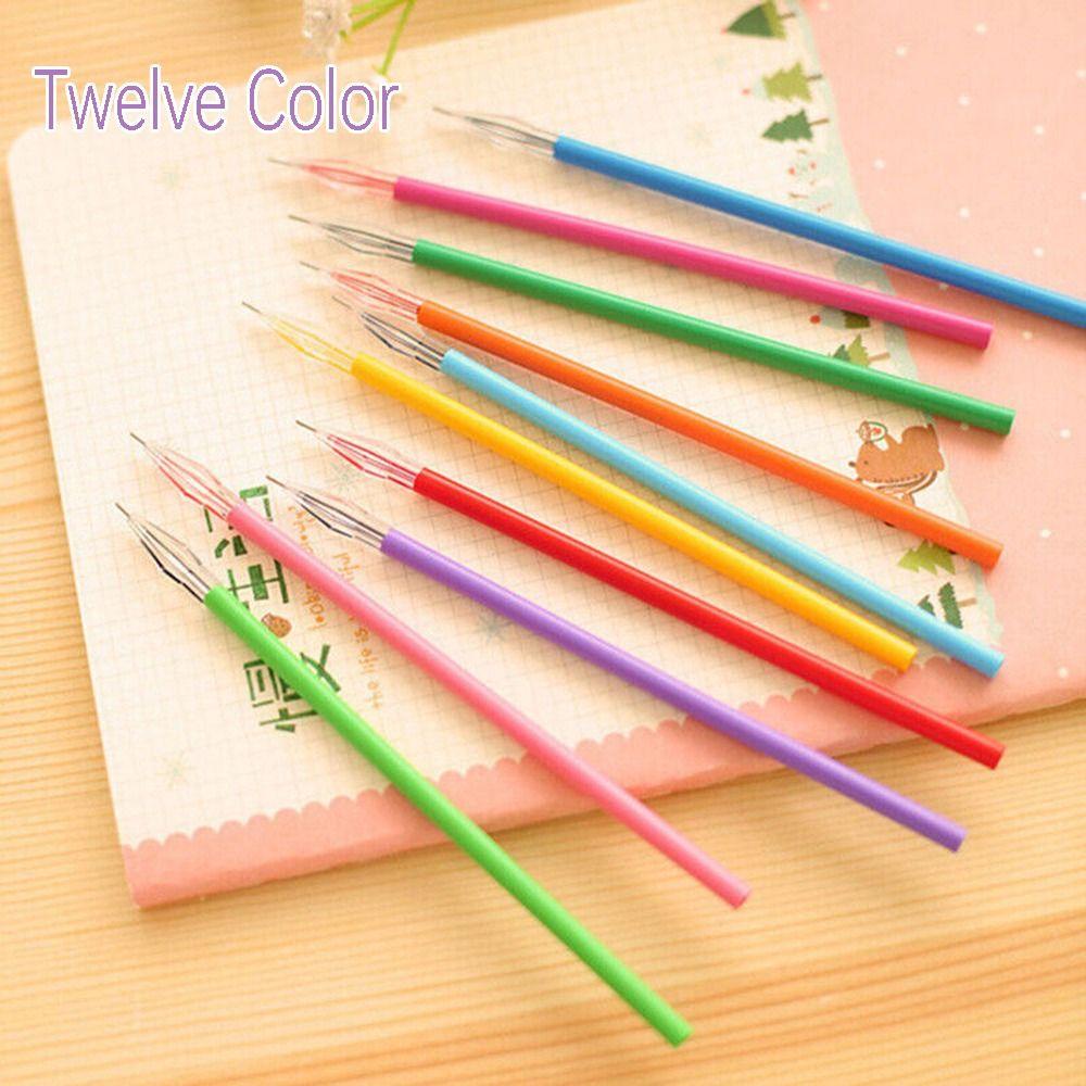 R-flower 12pcs/Set Gel Ink Pen Novelty Alat Tulis Kantor Perlengkapan Sekolah Pen Core