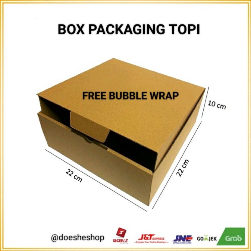Box Packaging Topi (Free Bubble Wrap)