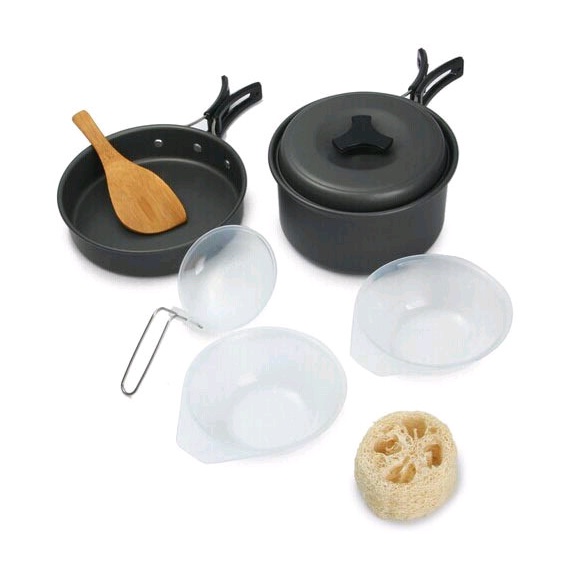 Panci Masak Set Outdoor 8PCS DS-200 - Black