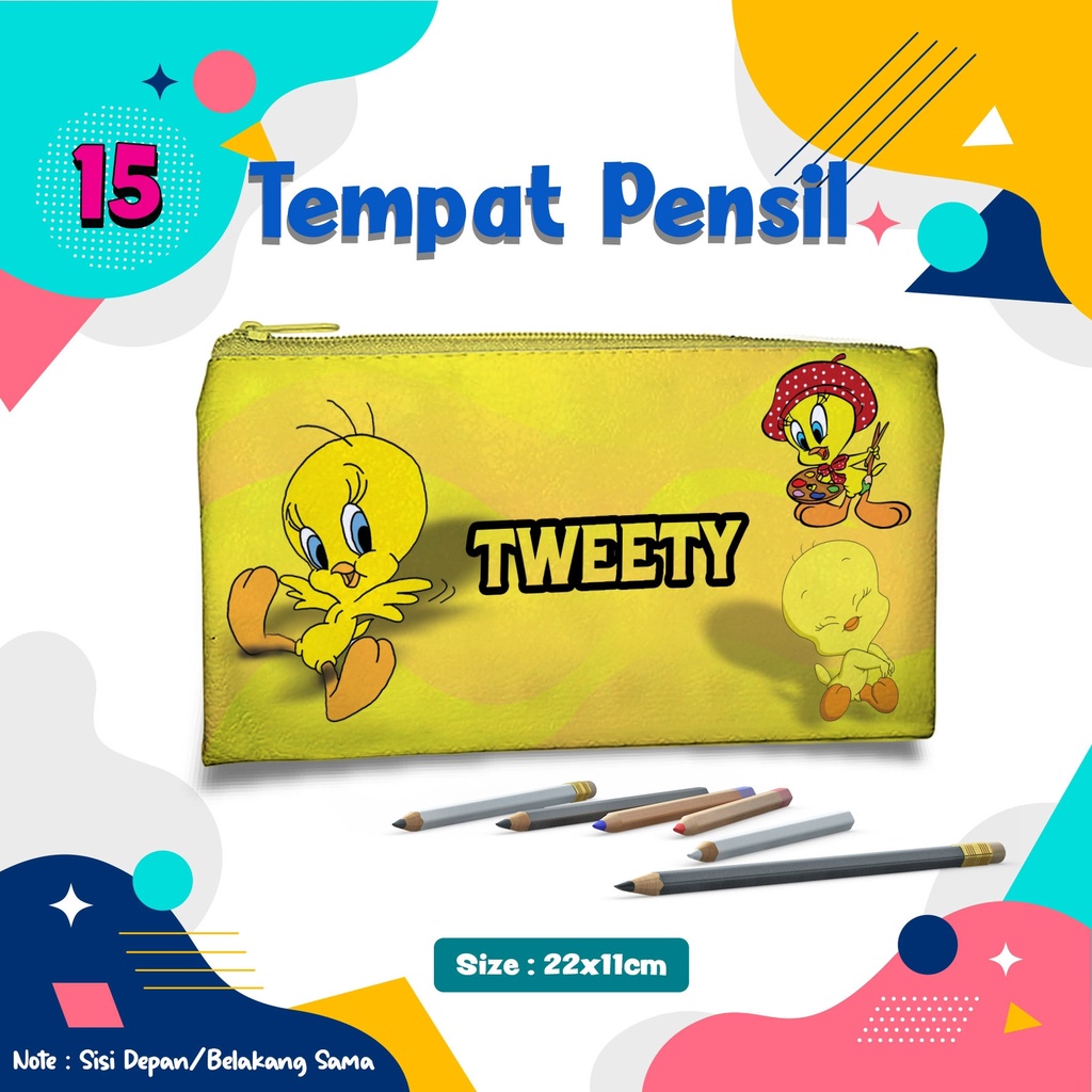 

Tempat Pensil TWEETY Kode.15 Pencil Case Dompet Pouch Kostak Kotak Custom nama dan foto