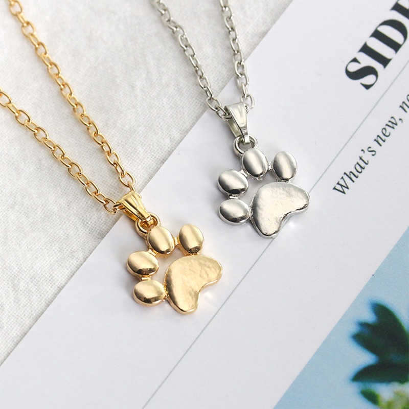 Fashion Lucu Hewan Peliharaan Anjing Jejak Kaki Anjing Paw Rantai Liontin Kalung Kalung &amp; Liontin Perhiasan Wanita Sweater Necklace