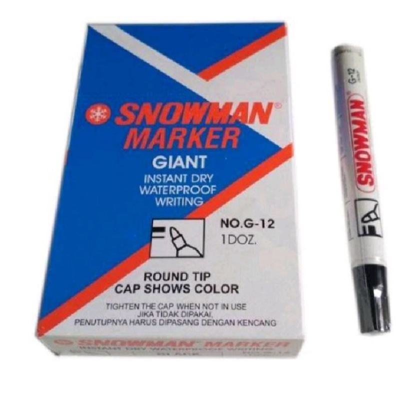 

Spidol Snowman Permanent Hitam G-12-Spidol Snowman Marker 12 Pcs