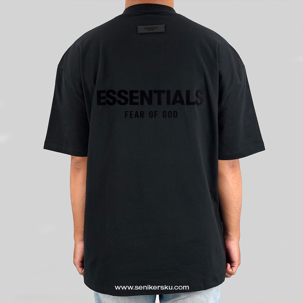Essentials FOG Flocked Black Tee SS22