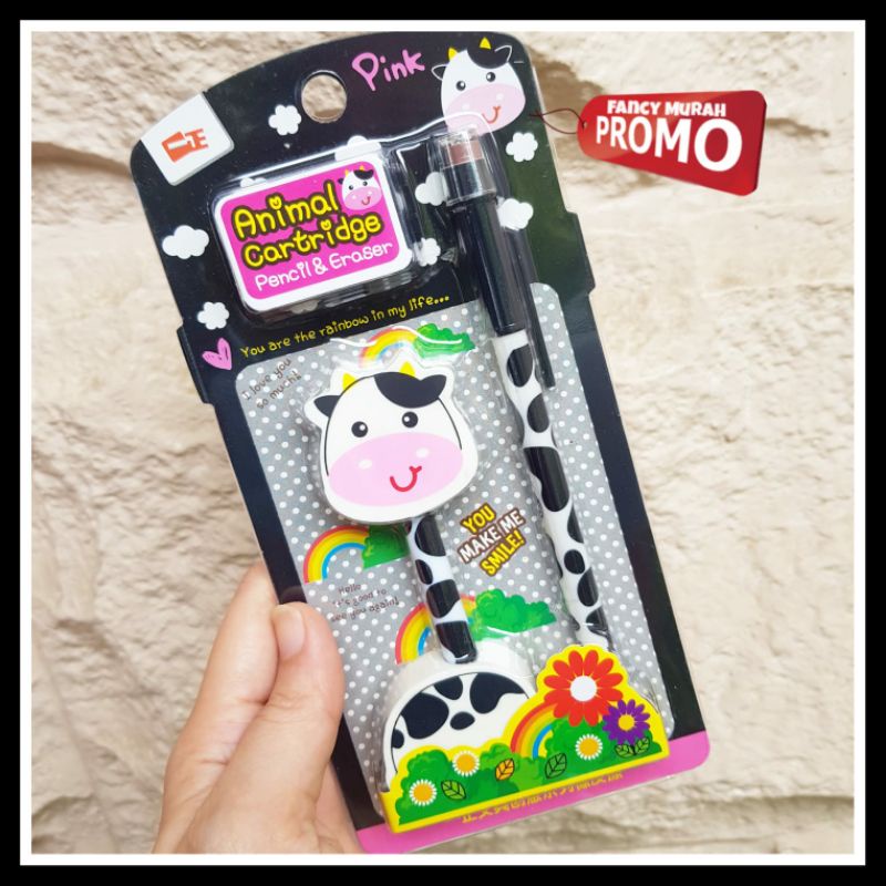 

(PROMO) SET PENSIL PENGHAPUS ANIMAL CARTRIDGE ELEPHANT GIRAFFE COW KARAKTER BINATANG GAJAH JERAPAH SAPI
