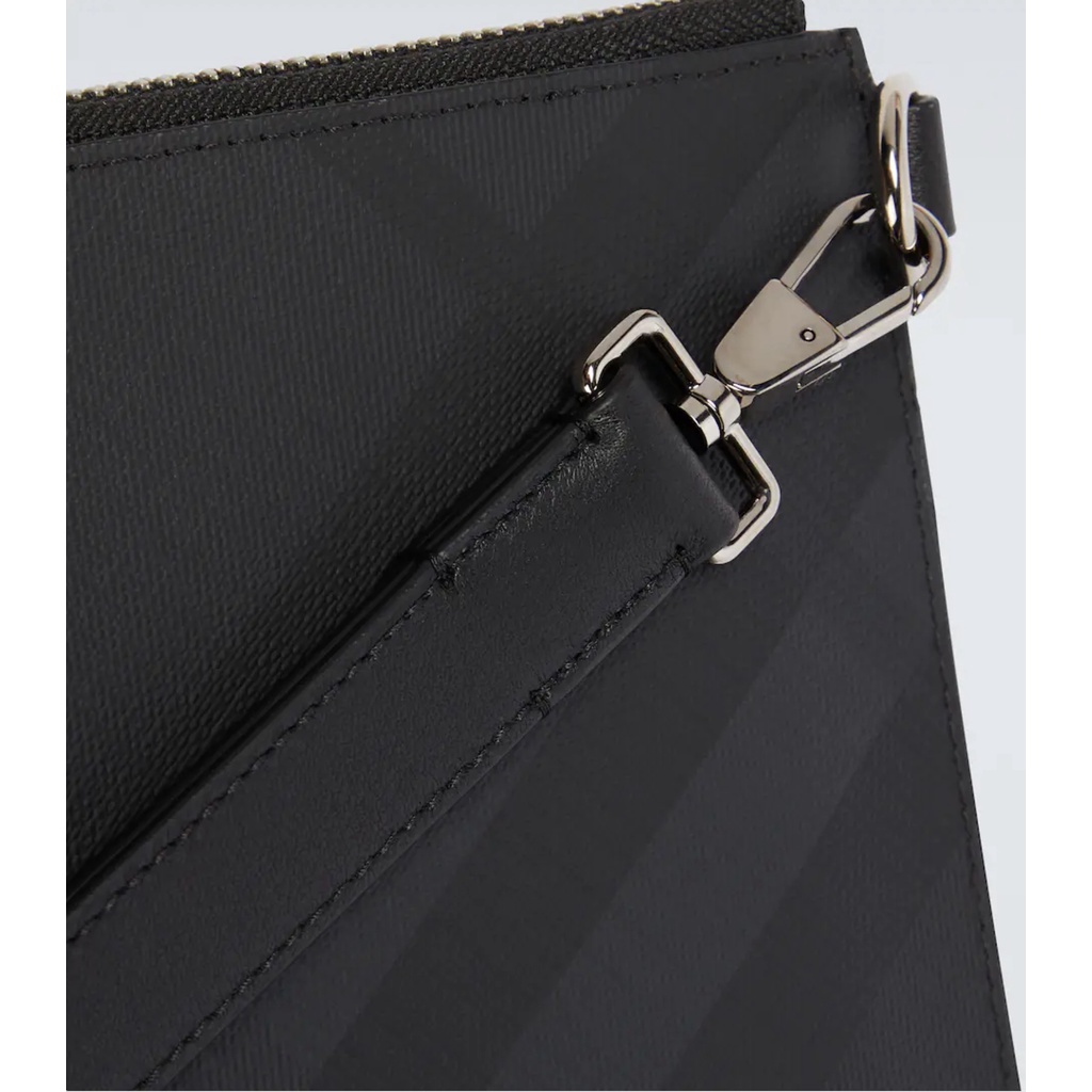 Brberry Edin Check Clutch / Pouch Dark Charcoal (30 x 20)100% Original