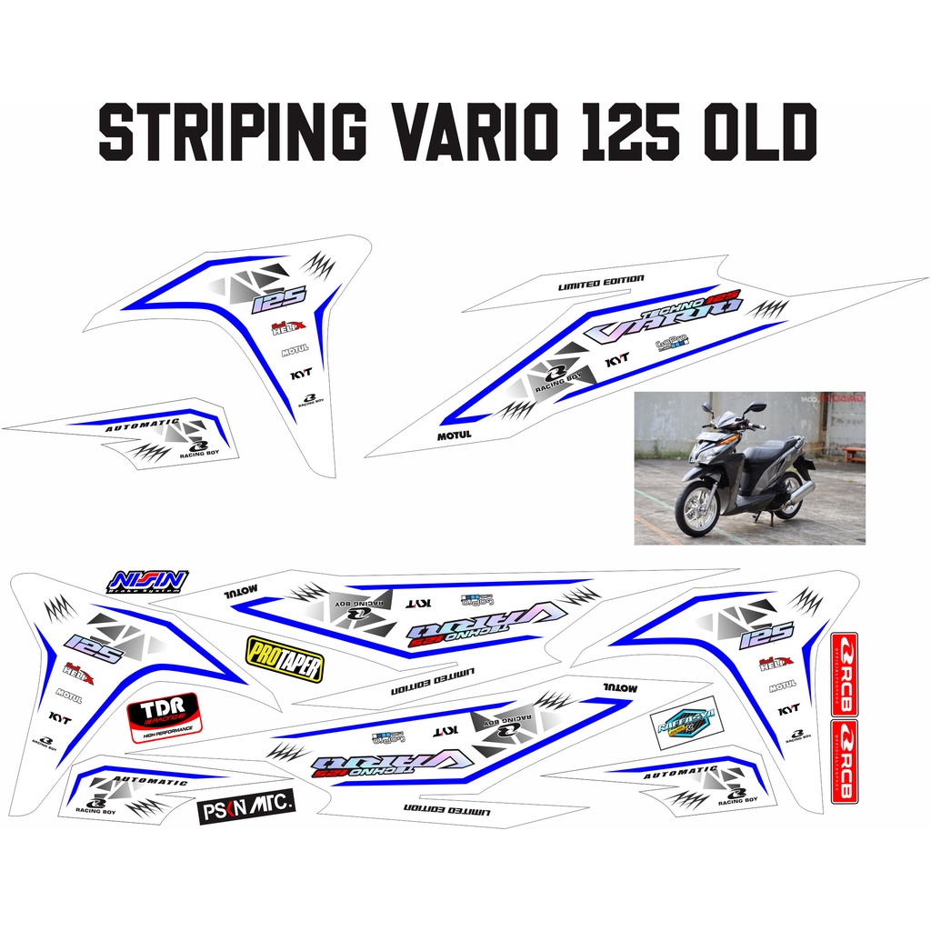 STRIPING VARIASI VARIO125 OLD PUTIH LID BIRU STIKER
