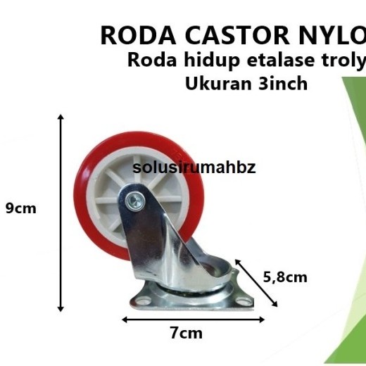 perbiji Roda Castor Hidup 3&quot; nilon Nylon Etalase Troly 3 Inch caster