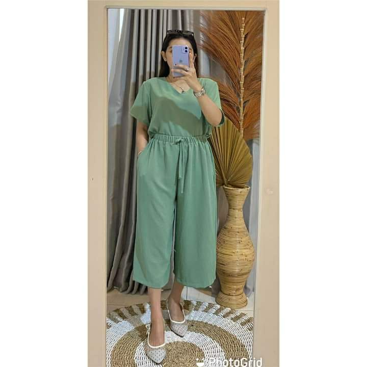 KULOT PENDEK CRINKLE 7/8 JUMBO PINGGANG TALI SERUT