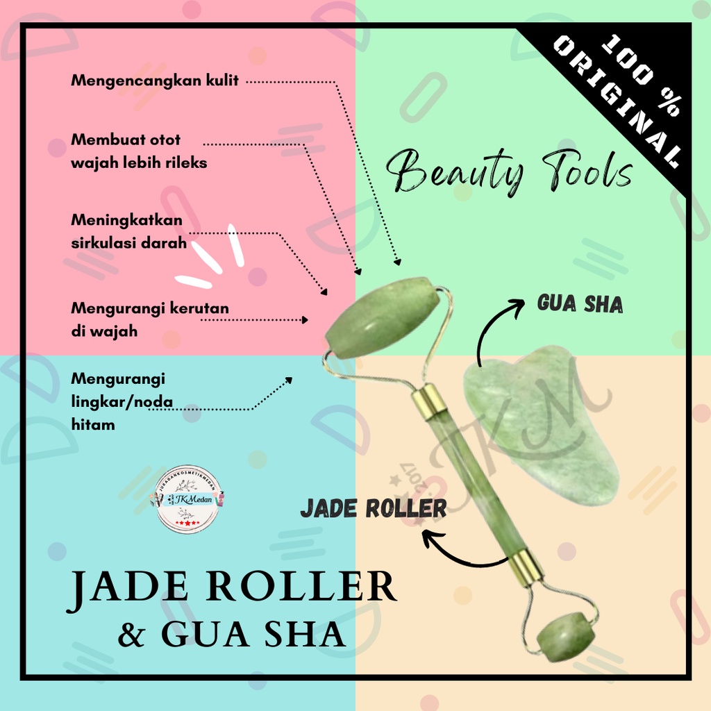 ALAT PIJAT MUKA WAJAH JADE ROLLER MASSAGER FACIAL MASSAGE BATU ROLLER GIOK STONE BATU GIOK PIJAT WAJAH GUA SHA STONE GUASHA GIOK