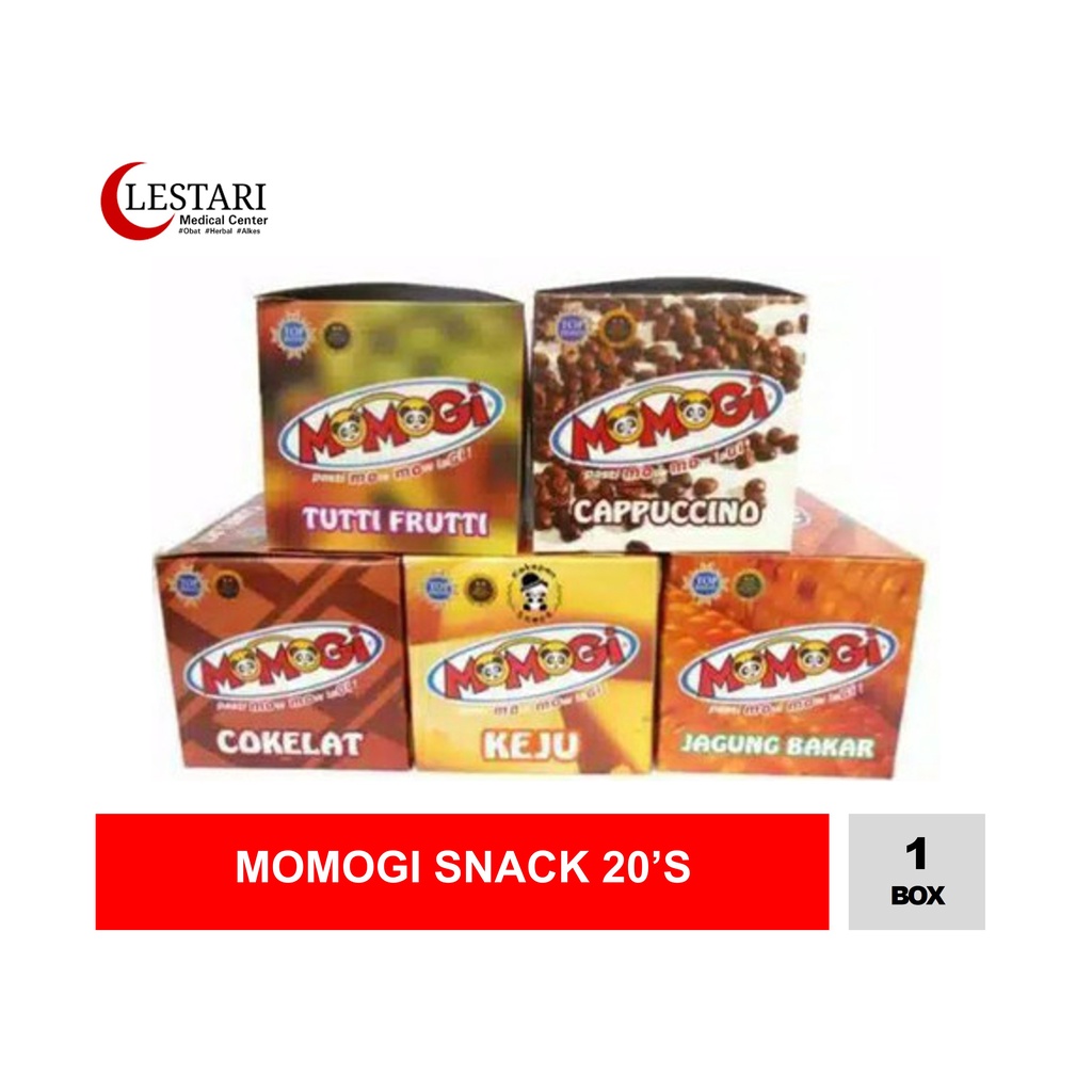 

Momogi Snack [ Box / 20 Sachet ] - Cappucino/ Keju/ Coklat/ Jagung Bakar/ Rumput Laut