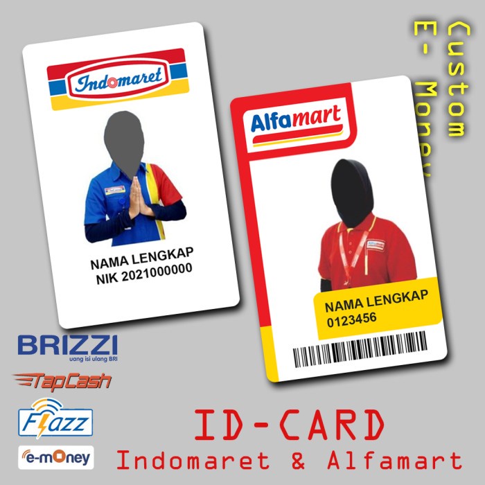 ] Id Card / Idcard Indomaret Alfamart bisa e-money Brizzi Tapcash Flazz