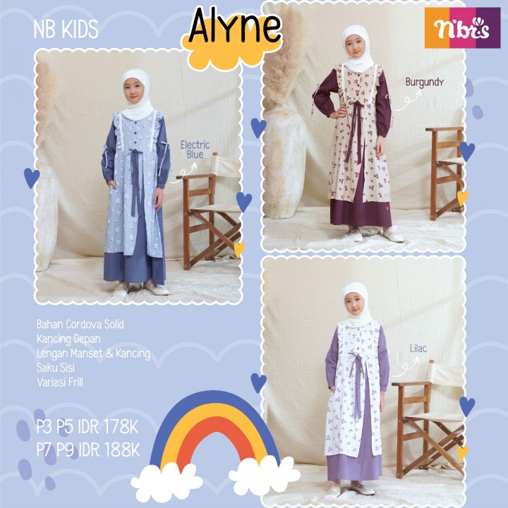 [ SALE ] TERBARU NIBRAS GAMIS ANAK NBRS NB KIDS ALYNE BURGUNDY ELECTRIC BLUE LILAC 2 - 11 TAHYN THN 