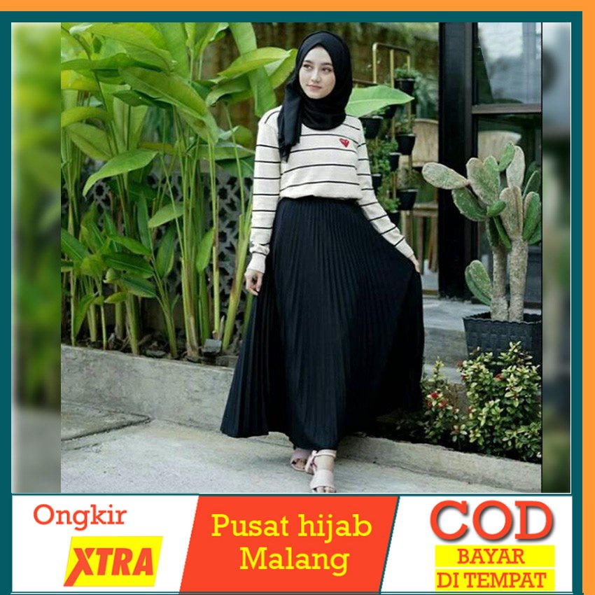 Rok Panjang Plisket Wanita Rok Panjang Rempel Rok Wanita