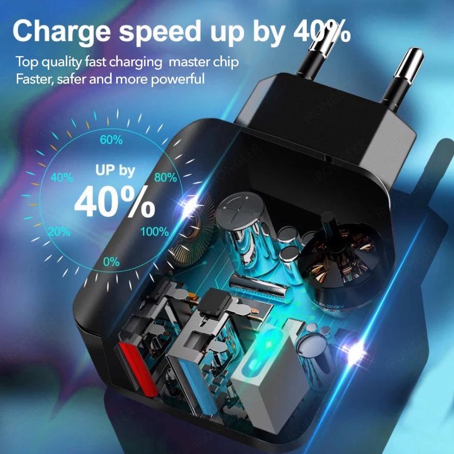 ︽ Zola Thunder 2Q Lite Charger Quick Charge 3.0 Dual USB 28W Wall Charger Fast Charging STOK BANYAK 