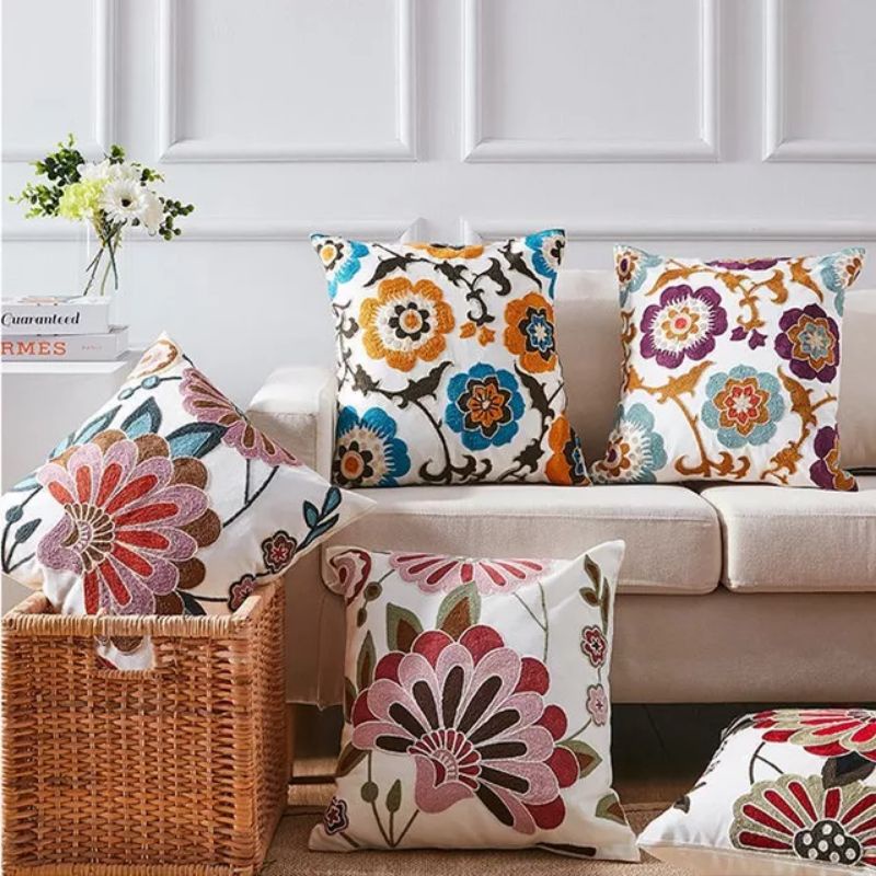 SARUNG BANTAL SOFA BORDIR EMBROIDERY HOME DECOR 45X45 CM PQ