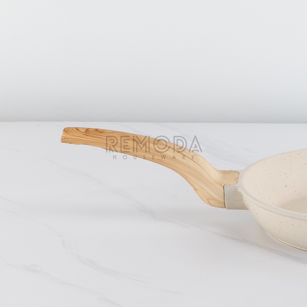 [Remoda] White Willow Frypan White Granite Dengan Tutup 24cm Warna Cream