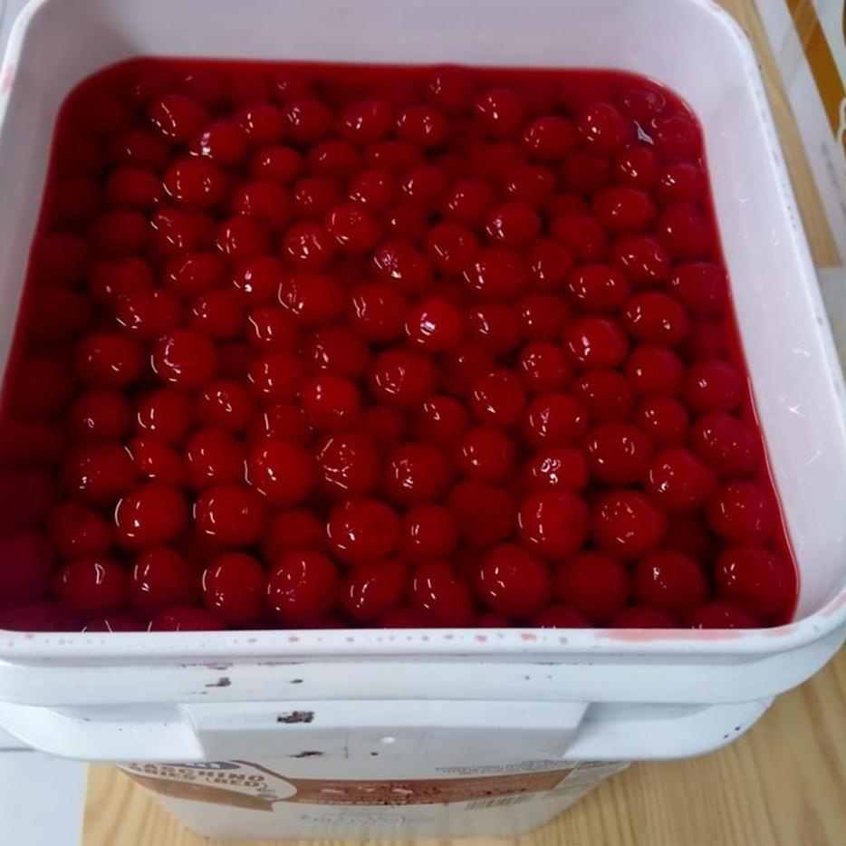 

GGD✰ Ceri Merah Gundul TANPA Tangkai 100pcs (+/- 500gr) - Maraschino Cherry Merah Hiasan Kue Barang Baru