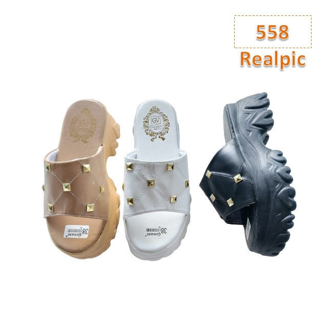 Sandal Wanita Selop Kokop Diamond Hitam Putih Tan (558)