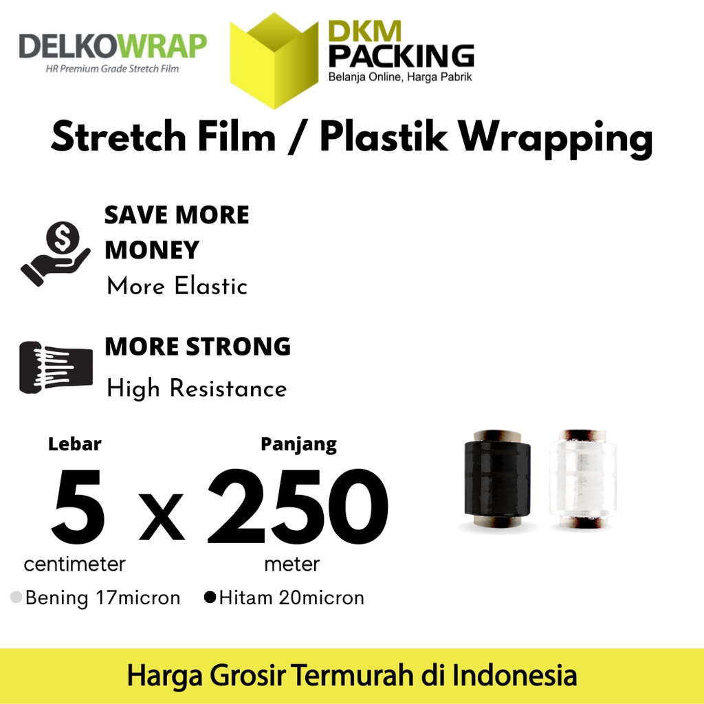 

Stretch Film 5cm x 250m Plastik Wrapping DELKO WRAP TERMURAH /SATUAN