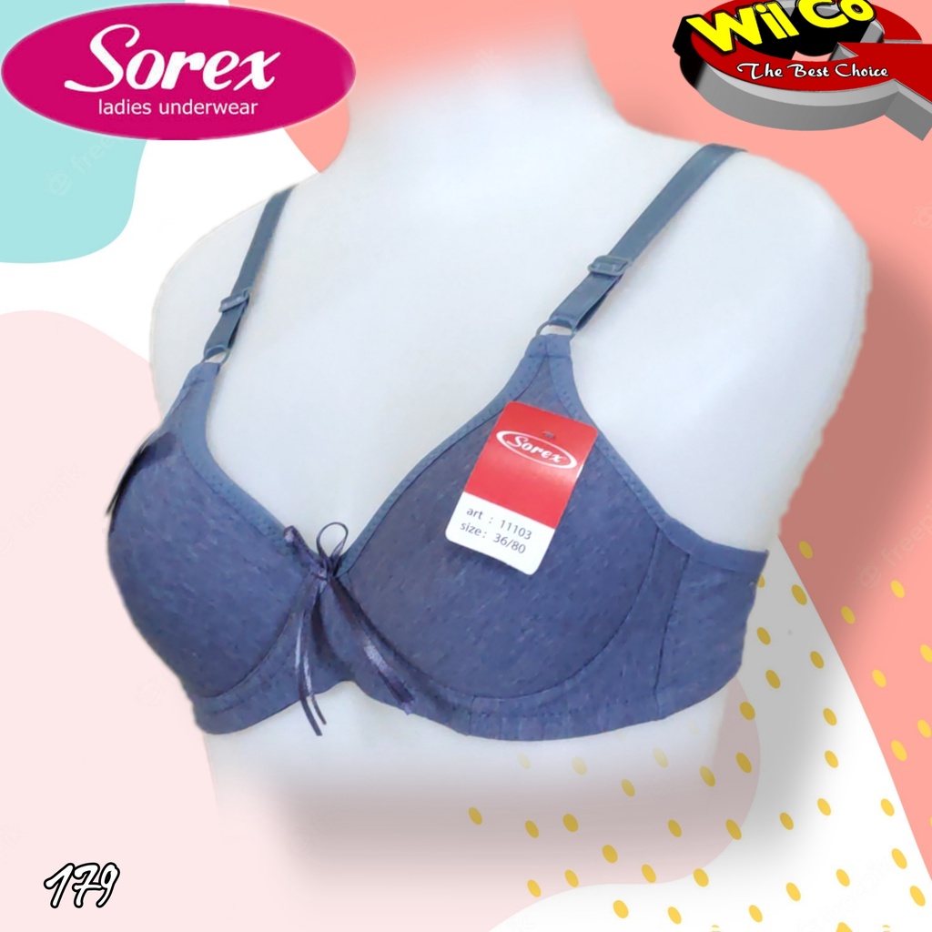 K179 - BRA/BH WANITA SOREX BUSA TIPIS TANPA KAWAT DUA PENGAIT UKURAN 32-38 CUP B