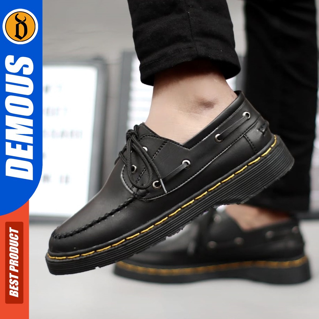 DEMOUS Fushi - Sepatu Docmart Formal Casual Boots Pantofel Kerja Pria Hitam