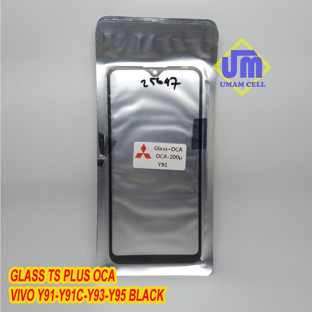 GLASS TOUHSCREEN KACA LCD + LEM OCA VIVO Y91 / Y93 / Y95 HITAM