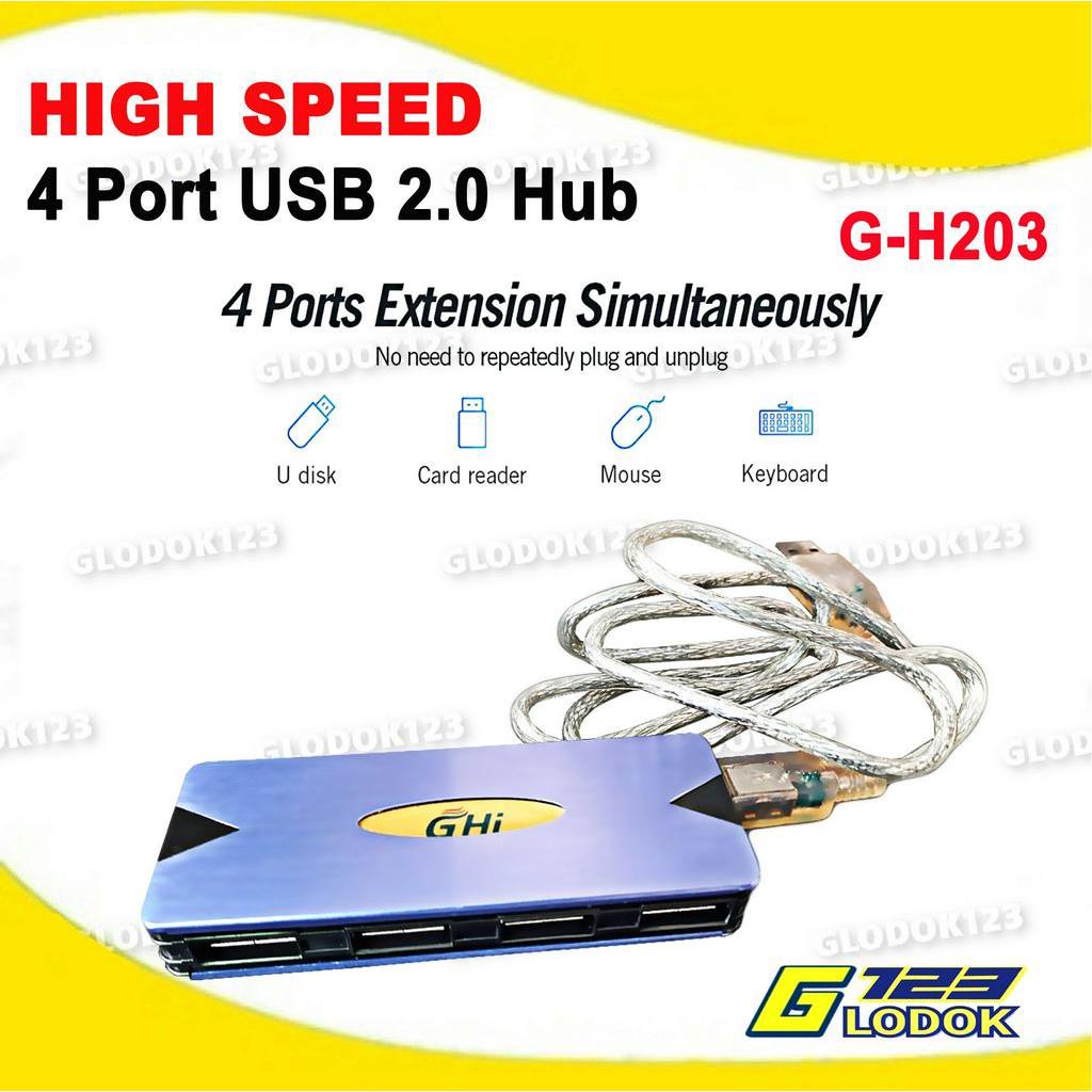 USB2.0 Hub 4 Port Desktop High Speed Data Memory Komputer Laptop