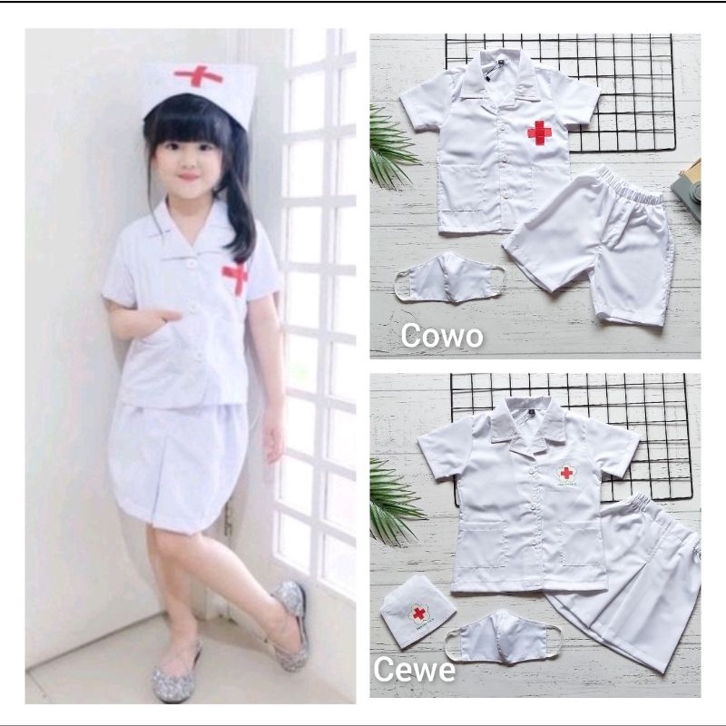 BAJU DOKTER ANAK/KOSTUM DOKTER ANAK 1-6th/BAJU DOKTER KECIL ANAK