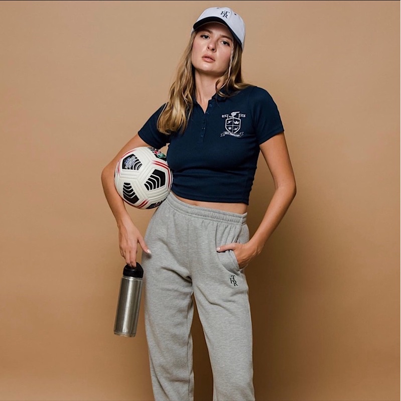 First Time Round - Cropped Polo Top - Navy