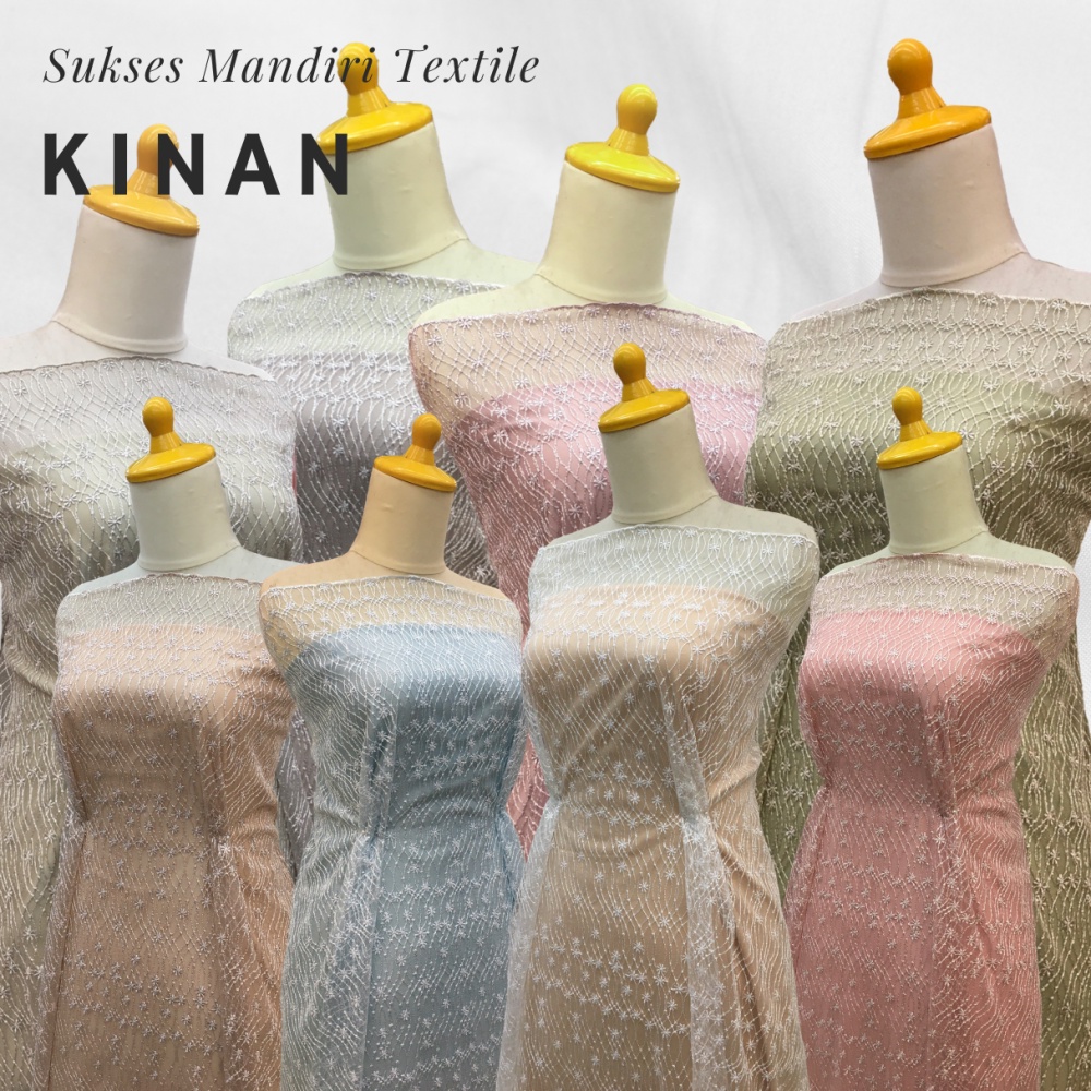 [KINAN] Brukat Tile Premium Mewah Tile Star Warna White Nude Pink Mauve Purple | Harga ½ meter = 50 