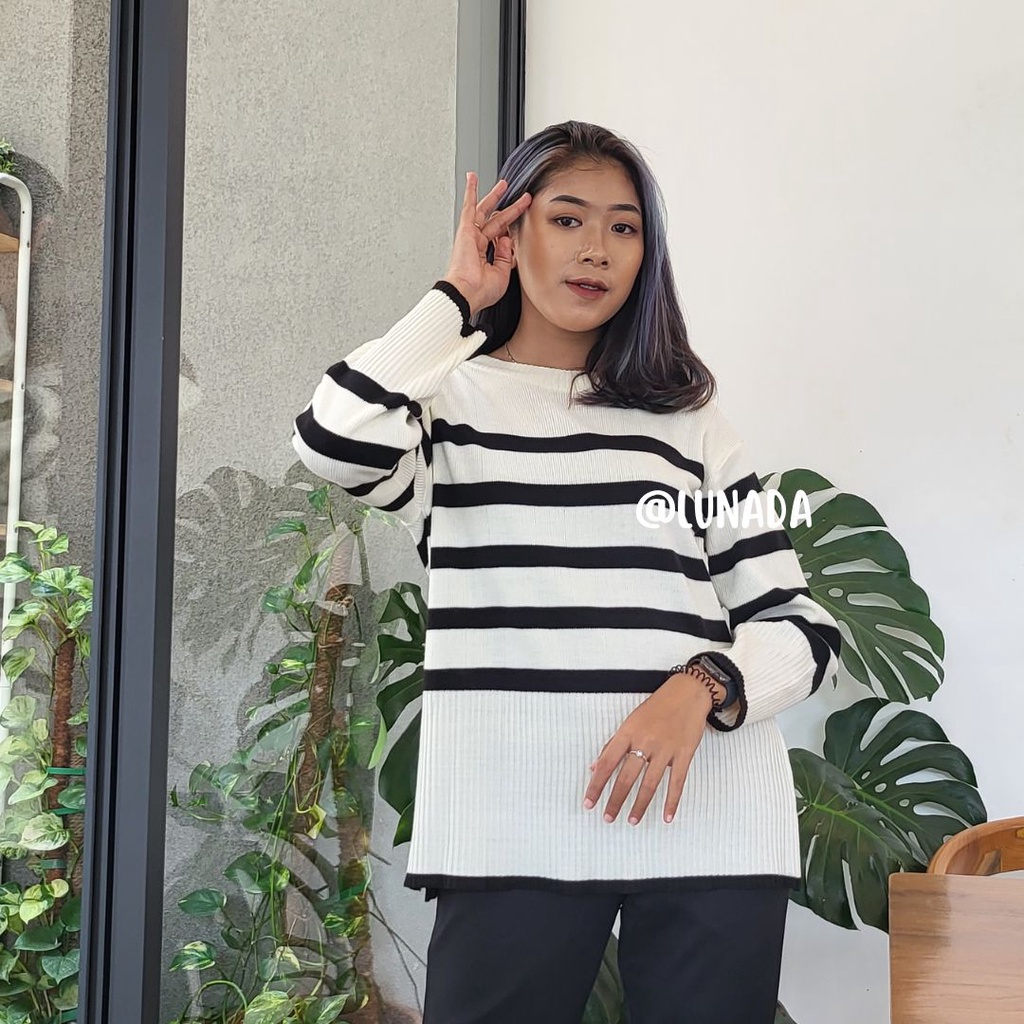 Sweater Oversize Korea Knit Premium Stripe Sera / Sweater Oversize Korea Rajut Premium Sera