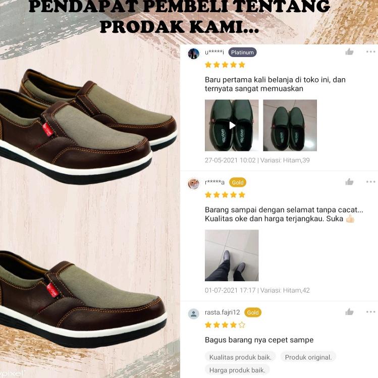 ㊫ ORIGINAL Sepatu Pria casual Slip On Kulit Lentur kulit asli Sepatu Kerja Pabrik sepatu nawies BARU