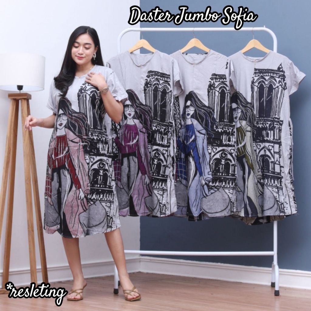 Daster Jumbo Busui Rayon Sofia Dress Karakter ( BISA PILIH MOTIF TERBARU ) LD 120 PB 115 - Homedress Jumbo Kekinian SABLON BATIK PEKALONGAN - dres terviral model terbaru 2023 harga murah grosir daster pusat adem populer baju tidur wanita dewasa remaja