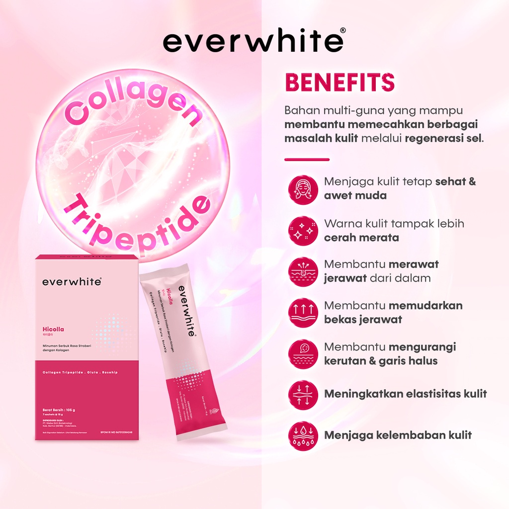 ⭐️ Beauty Expert ⭐️ Everwhite Hicolla Strawberry Minuman Kolagen Pencerah