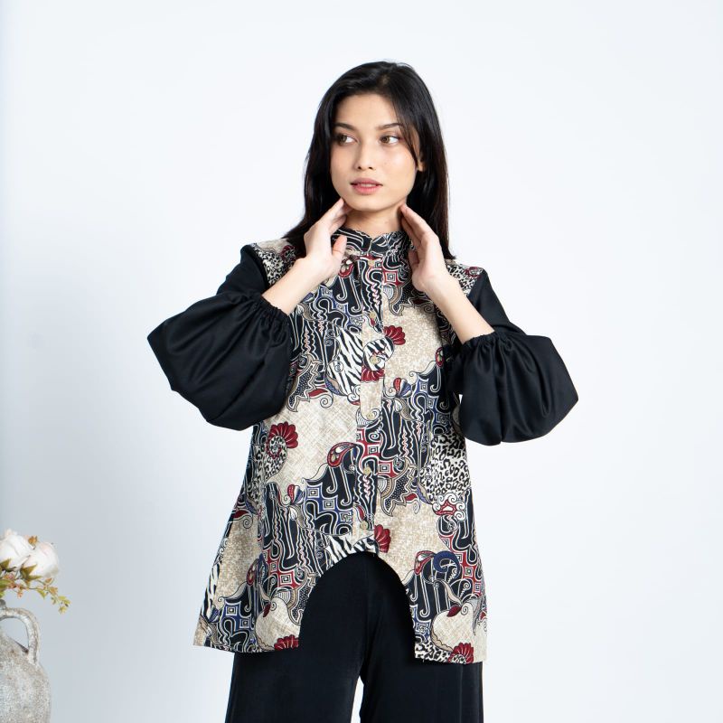 RIELA BLUS WANITA BAJU KERJA BATIK BLOUSE BUSUI FRIENDLY | LANGITJUA BATIK SOLO